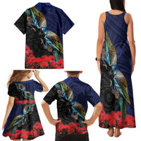 New Zealand Maori Hongi Culture Family Matching Tank Maxi Dress and Hawaiian Shirt Tui Bird Pohutukawa and Polynesian Pattern LT03 - Polynesian Pride