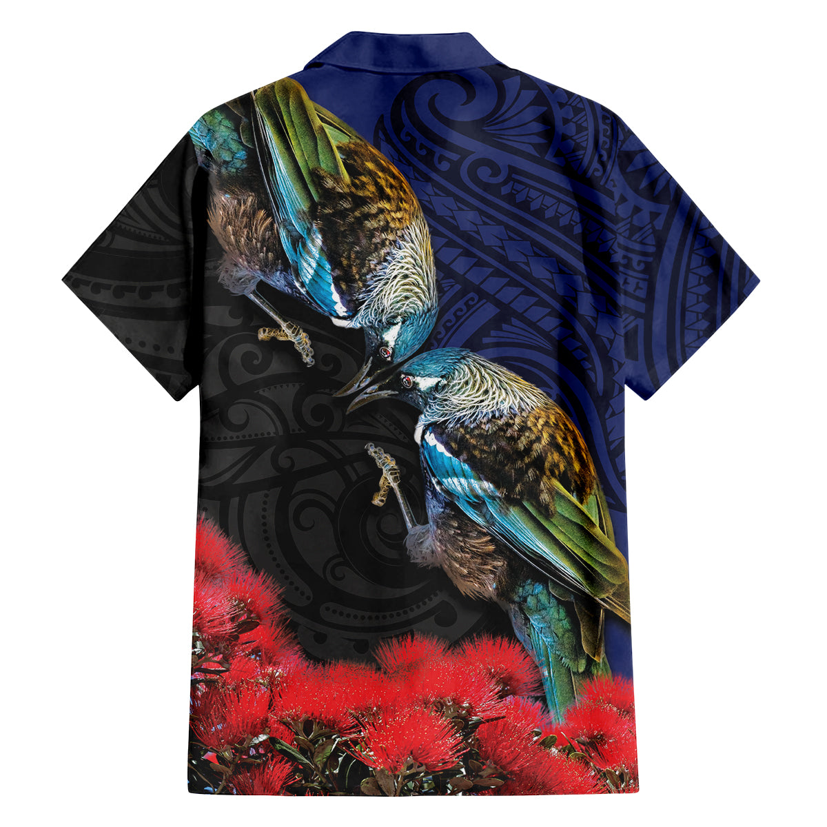 New Zealand Maori Hongi Culture Family Matching Tank Maxi Dress and Hawaiian Shirt Tui Bird Pohutukawa and Polynesian Pattern LT03 - Polynesian Pride