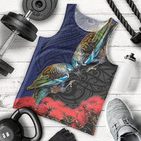 New Zealand Maori Hongi Culture Men Tank Top Tui Bird Pohutukawa and Polynesian Pattern LT03 - Polynesian Pride