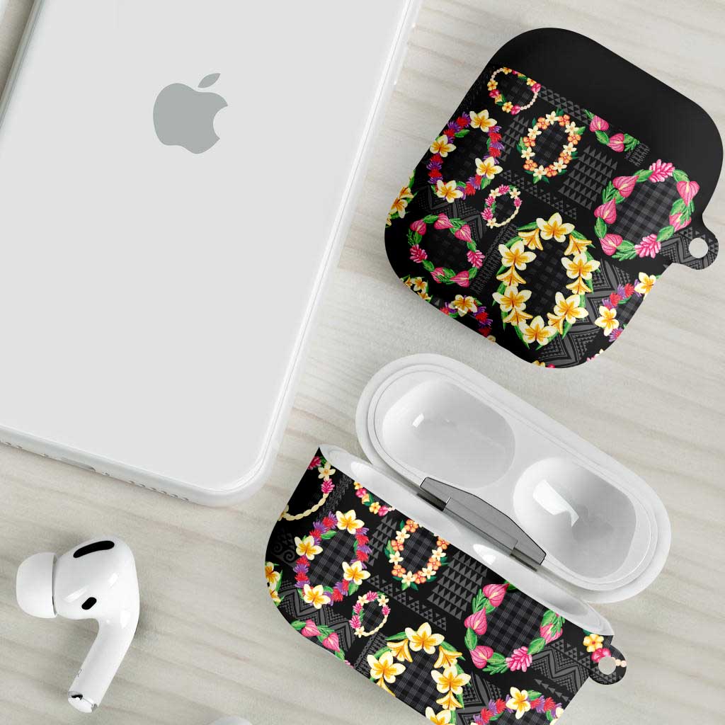Hawaiian Kakau Tattoo Leis and Palaka Pattern AirPods Case Traditional Aloha Tribal Black Color LT03 - Polynesian Pride