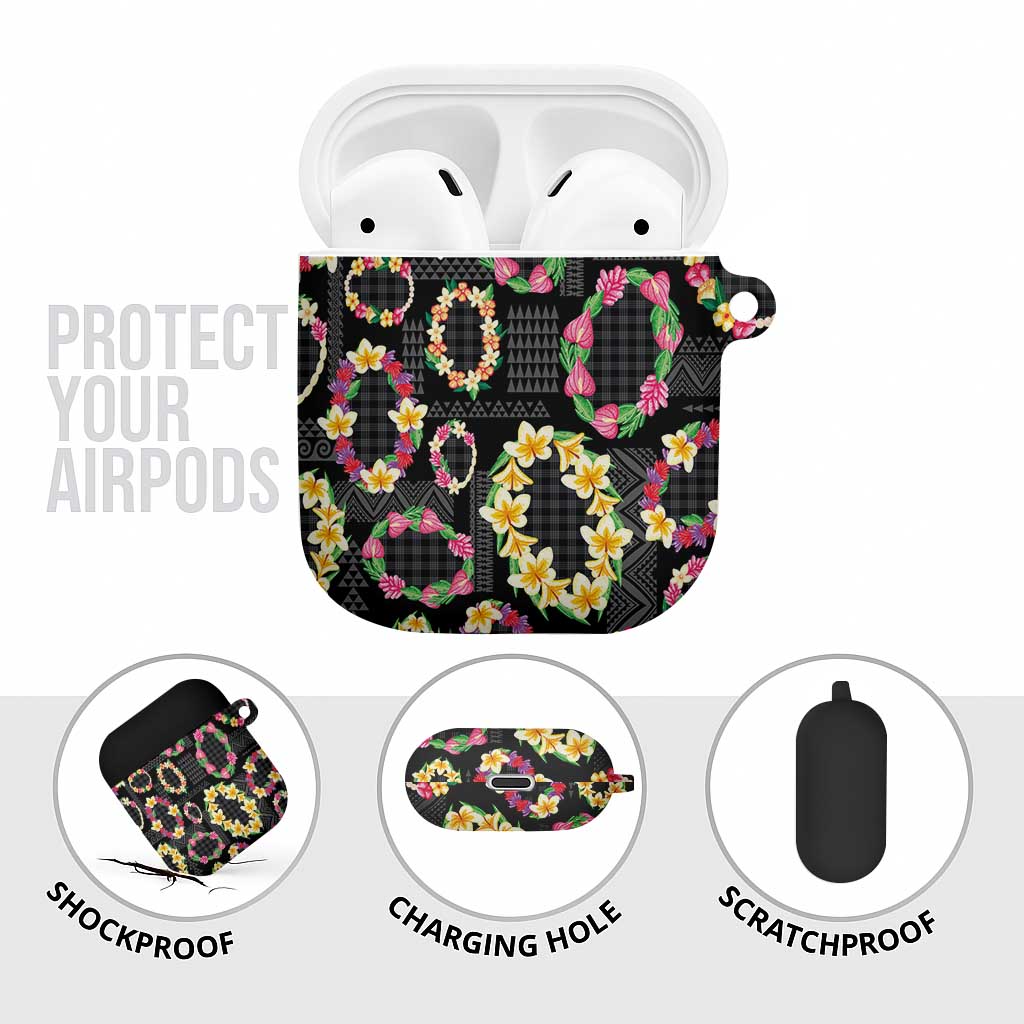 Hawaiian Kakau Tattoo Leis and Palaka Pattern AirPods Case Traditional Aloha Tribal Black Color LT03 - Polynesian Pride