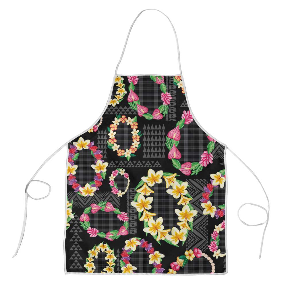 Hawaiian Kakau Tattoo Leis and Palaka Pattern Apron Traditional Aloha Tribal Black Color LT03 Black - Polynesian Pride