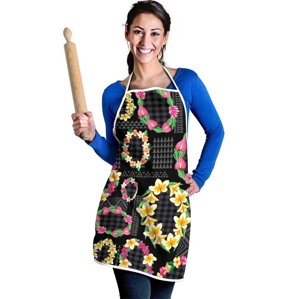 Hawaiian Kakau Tattoo Leis and Palaka Pattern Apron Traditional Aloha Tribal Black Color LT03 - Polynesian Pride