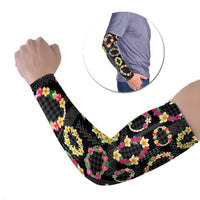 Hawaiian Kakau Tattoo Leis and Palaka Pattern Arm Sleeves Traditional Aloha Tribal Black Color LT03 Set of 2 Black - Polynesian Pride