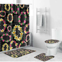 Hawaiian Kakau Tattoo Leis and Palaka Pattern Bathroom Set Traditional Aloha Tribal Black Color LT03 Bathroom Set (4 pcs) Black - Polynesian Pride