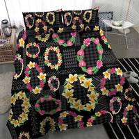 Hawaiian Kakau Tattoo Leis and Palaka Pattern Bedding Set Traditional Aloha Tribal Black Color LT03 - Polynesian Pride