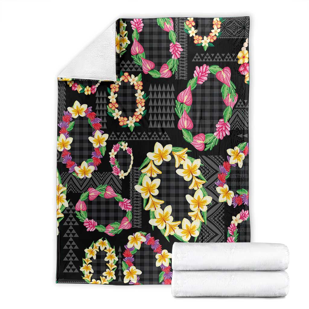 Hawaiian Kakau Tattoo Leis and Palaka Pattern Blanket Traditional Aloha Tribal Black Color LT03 - Polynesian Pride