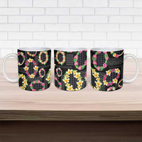Hawaiian Kakau Tattoo Leis and Palaka Pattern Ceramic Mug Traditional Aloha Tribal Black Color LT03 - Polynesian Pride