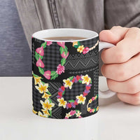 Hawaiian Kakau Tattoo Leis and Palaka Pattern Ceramic Mug Traditional Aloha Tribal Black Color LT03 - Polynesian Pride