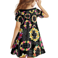 Hawaiian Kakau Tattoo Leis and Palaka Pattern Family Matching Summer Maxi Dress and Hawaiian Shirt Traditional Aloha Tribal Black Color LT03 - Polynesian Pride