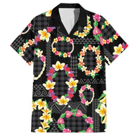 Hawaiian Kakau Tattoo Leis and Palaka Pattern Family Matching Summer Maxi Dress and Hawaiian Shirt Traditional Aloha Tribal Black Color LT03 Dad's Shirt - Short Sleeve Black - Polynesian Pride