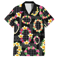 Hawaiian Kakau Tattoo Leis and Palaka Pattern Hawaiian Shirt Traditional Aloha Tribal Black Color LT03 Black - Polynesian Pride