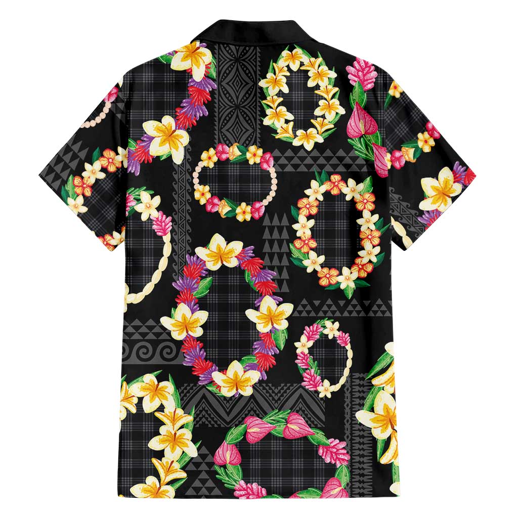 Hawaiian Kakau Tattoo Leis and Palaka Pattern Hawaiian Shirt Traditional Aloha Tribal Black Color LT03 - Polynesian Pride