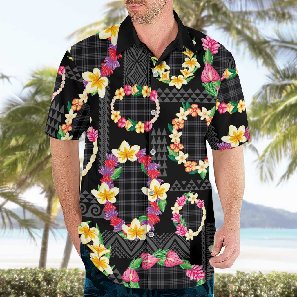 Hawaiian Kakau Tattoo Leis and Palaka Pattern Hawaiian Shirt Traditional Aloha Tribal Black Color LT03 - Polynesian Pride