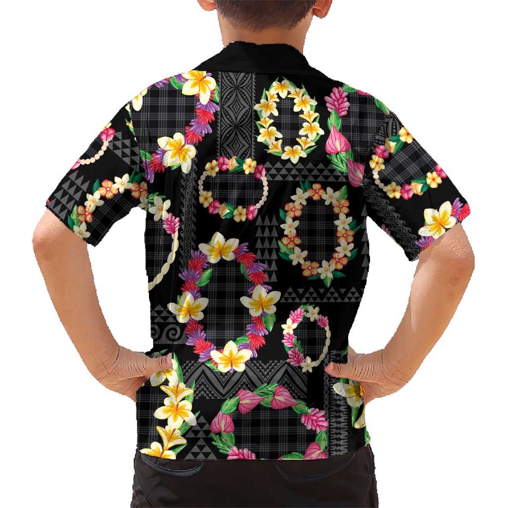 Hawaiian Kakau Tattoo Leis and Palaka Pattern Hawaiian Shirt Traditional Aloha Tribal Black Color LT03 - Polynesian Pride