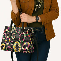Hawaiian Kakau Tattoo Leis and Palaka Pattern Leather Bag Traditional Aloha Tribal Black Color LT03 - Polynesian Pride