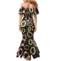 Hawaiian Kakau Tattoo Leis and Palaka Pattern Mermaid Dress Traditional Aloha Tribal Black Color LT03 - Polynesian Pride