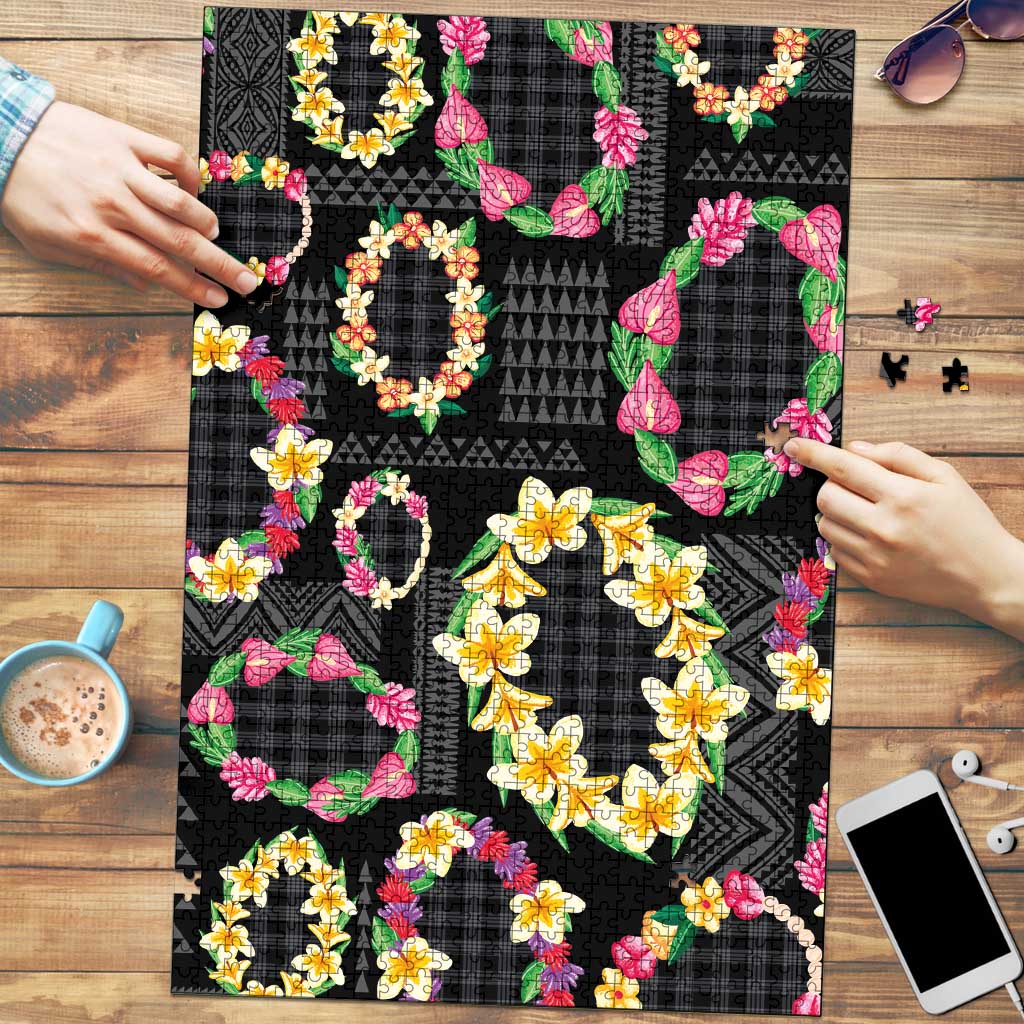 Hawaiian Kakau Tattoo Leis and Palaka Pattern Puzzle Traditional Aloha Tribal Black Color LT03 Black - Polynesian Pride