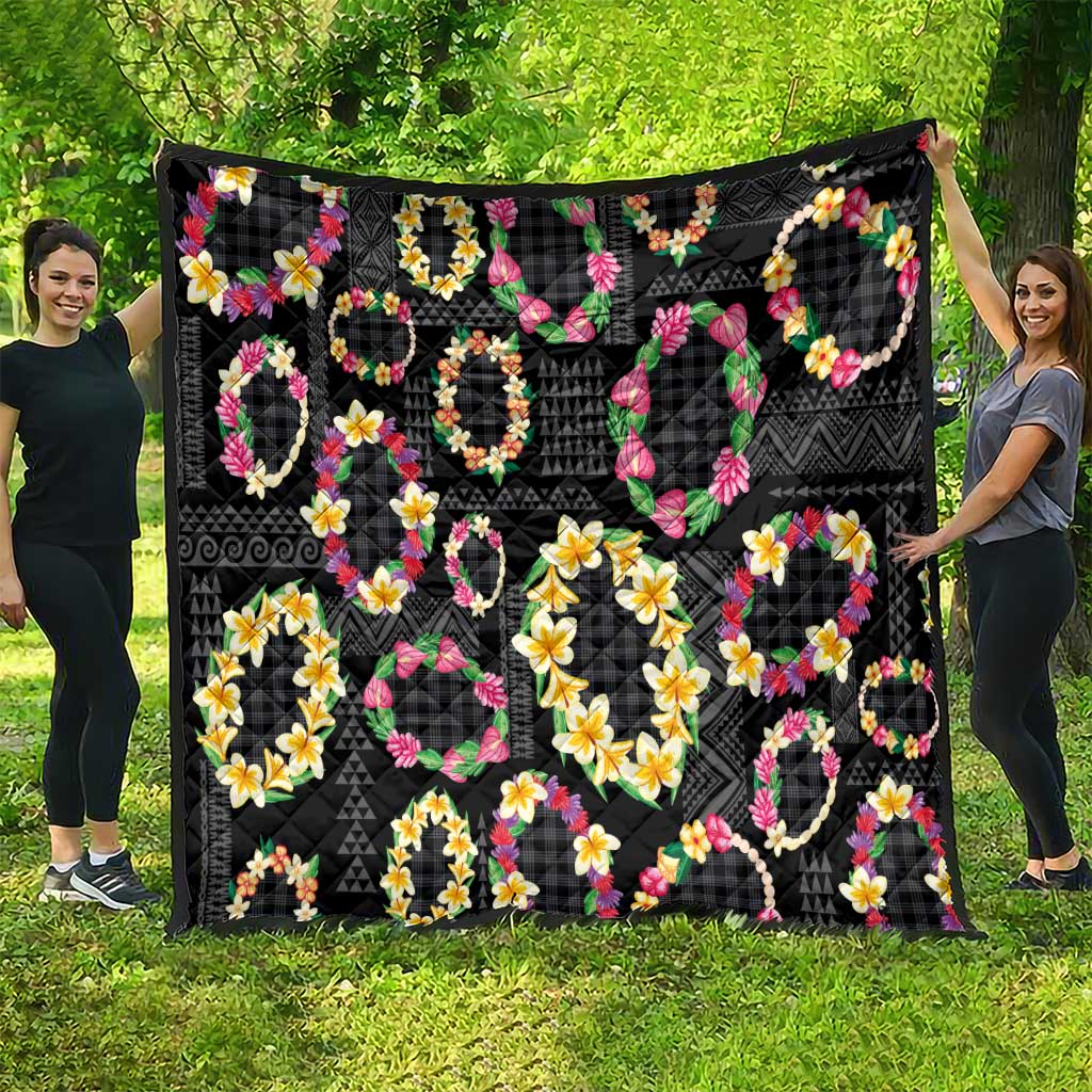 Hawaiian Kakau Tattoo Leis and Palaka Pattern Quilt Traditional Aloha Tribal Black Color LT03 - Polynesian Pride