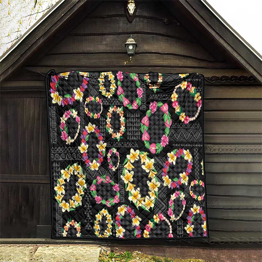 Hawaiian Kakau Tattoo Leis and Palaka Pattern Quilt Traditional Aloha Tribal Black Color LT03 - Polynesian Pride