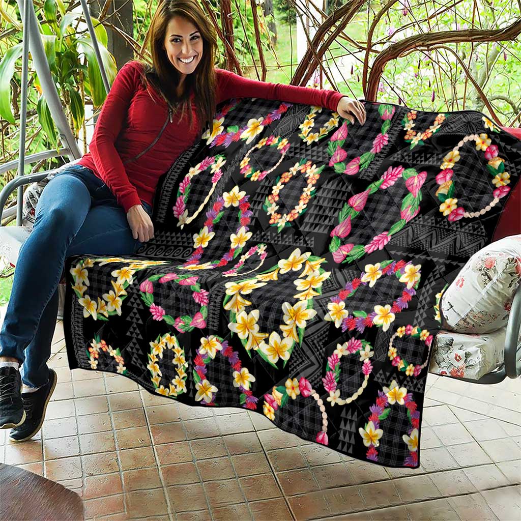Hawaiian Kakau Tattoo Leis and Palaka Pattern Quilt Traditional Aloha Tribal Black Color LT03 - Polynesian Pride