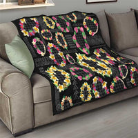 Hawaiian Kakau Tattoo Leis and Palaka Pattern Quilt Traditional Aloha Tribal Black Color LT03 - Polynesian Pride