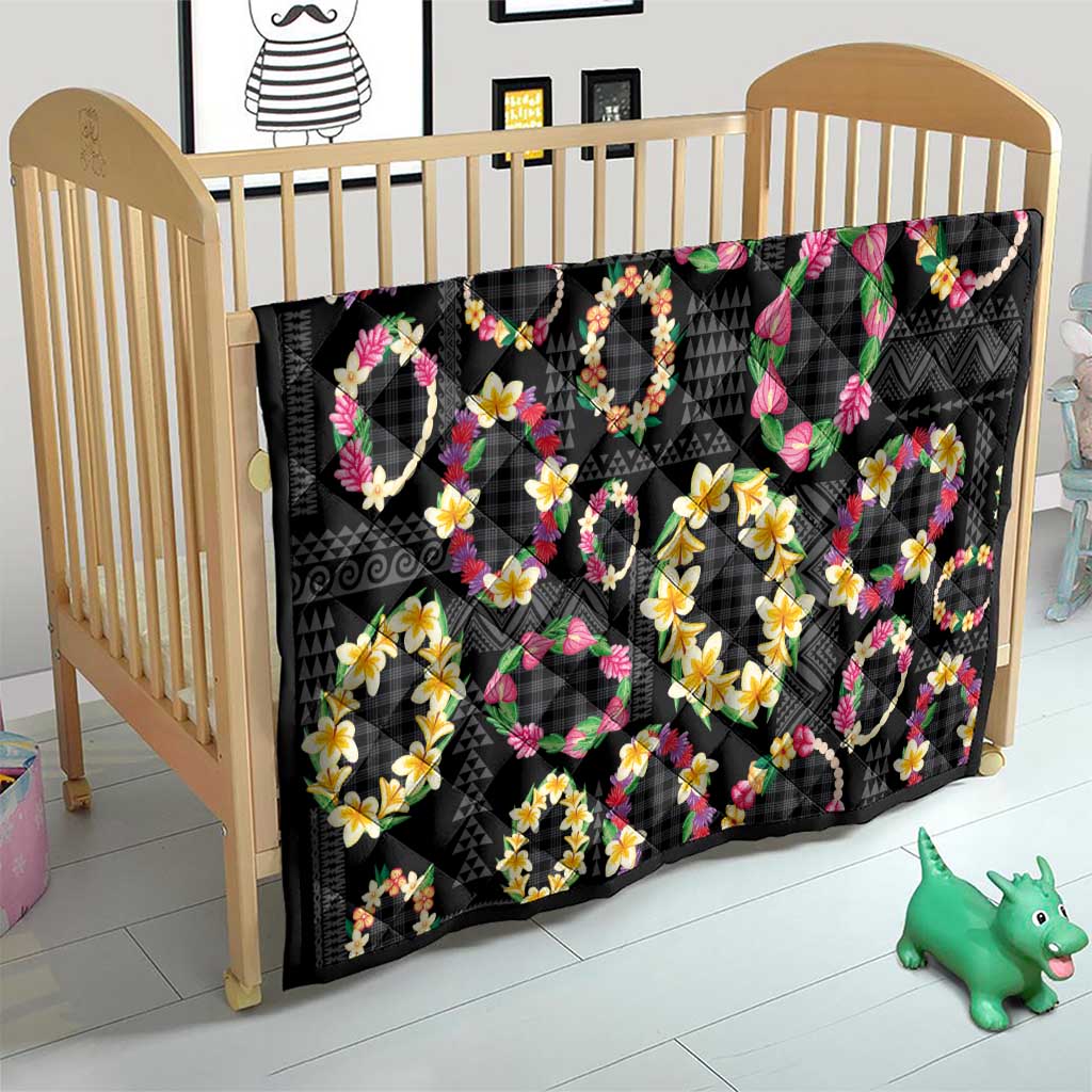 Hawaiian Kakau Tattoo Leis and Palaka Pattern Quilt Traditional Aloha Tribal Black Color LT03 - Polynesian Pride