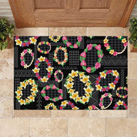 Hawaiian Kakau Tattoo Leis and Palaka Pattern Rubber Doormat Traditional Aloha Tribal Black Color LT03 Black - Polynesian Pride