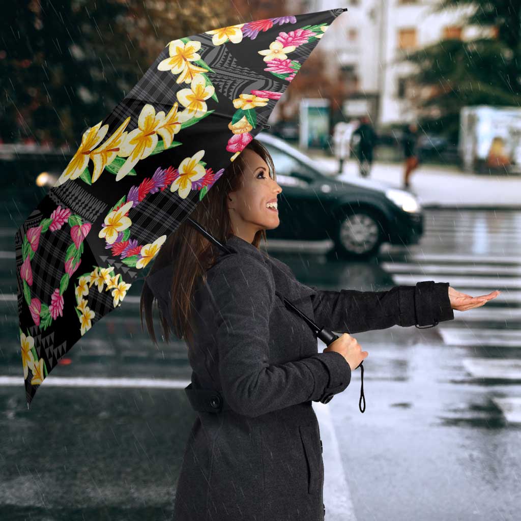 Hawaiian Kakau Tattoo Leis and Palaka Pattern Umbrella Traditional Aloha Tribal Black Color LT03 - Polynesian Pride