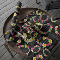 Hawaiian Kakau Tattoo Leis and Palaka Pattern Wrapping Paper Traditional Aloha Tribal Black Color LT03 - Polynesian Pride