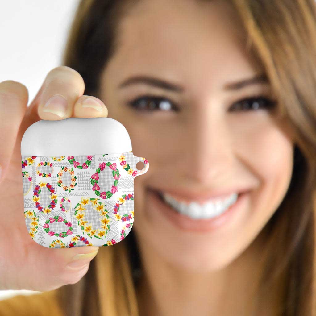Hawaiian Kakau Tattoo Leis and Palaka Pattern AirPods Case Traditional Aloha Tribal White Color LT03 - Polynesian Pride