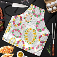 Hawaiian Kakau Tattoo Leis and Palaka Pattern Apron Traditional Aloha Tribal White Color LT03 White - Polynesian Pride