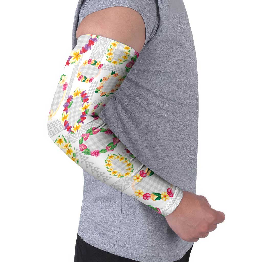 Hawaiian Kakau Tattoo Leis and Palaka Pattern Arm Sleeves Traditional Aloha Tribal White Color LT03 - Polynesian Pride