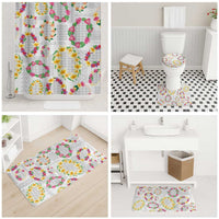 Hawaiian Kakau Tattoo Leis and Palaka Pattern Bathroom Set Traditional Aloha Tribal White Color LT03 - Polynesian Pride