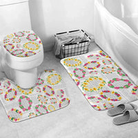 Hawaiian Kakau Tattoo Leis and Palaka Pattern Bathroom Set Traditional Aloha Tribal White Color LT03 Mat Set Only (3 pcs) One Size White - Polynesian Pride