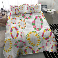 Hawaiian Kakau Tattoo Leis and Palaka Pattern Bedding Set Traditional Aloha Tribal White Color LT03 - Polynesian Pride