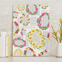 Hawaiian Kakau Tattoo Leis and Palaka Pattern Canvas Wall Art Traditional Aloha Tribal White Color LT03 Without Frame White - Polynesian Pride