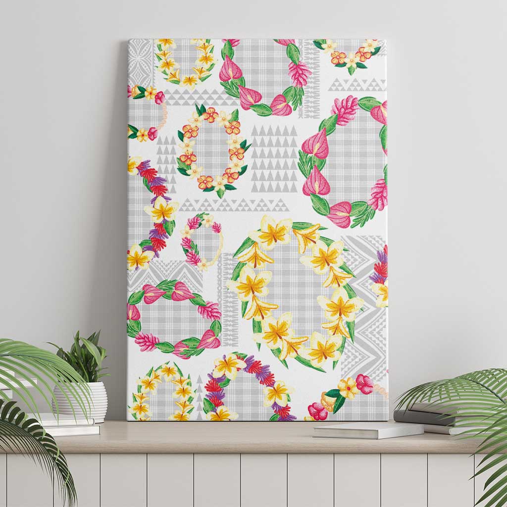 Hawaiian Kakau Tattoo Leis and Palaka Pattern Canvas Wall Art Traditional Aloha Tribal White Color LT03 - Polynesian Pride