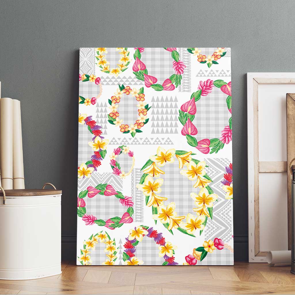 Hawaiian Kakau Tattoo Leis and Palaka Pattern Canvas Wall Art Traditional Aloha Tribal White Color LT03 - Polynesian Pride