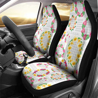 Hawaiian Kakau Tattoo Leis and Palaka Pattern Car Seat Cover Traditional Aloha Tribal White Color LT03 - Polynesian Pride
