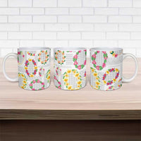 Hawaiian Kakau Tattoo Leis and Palaka Pattern Ceramic Mug Traditional Aloha Tribal White Color LT03 - Polynesian Pride