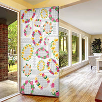 Hawaiian Kakau Tattoo Leis and Palaka Pattern Door Cover Traditional Aloha Tribal White Color LT03 - Polynesian Pride