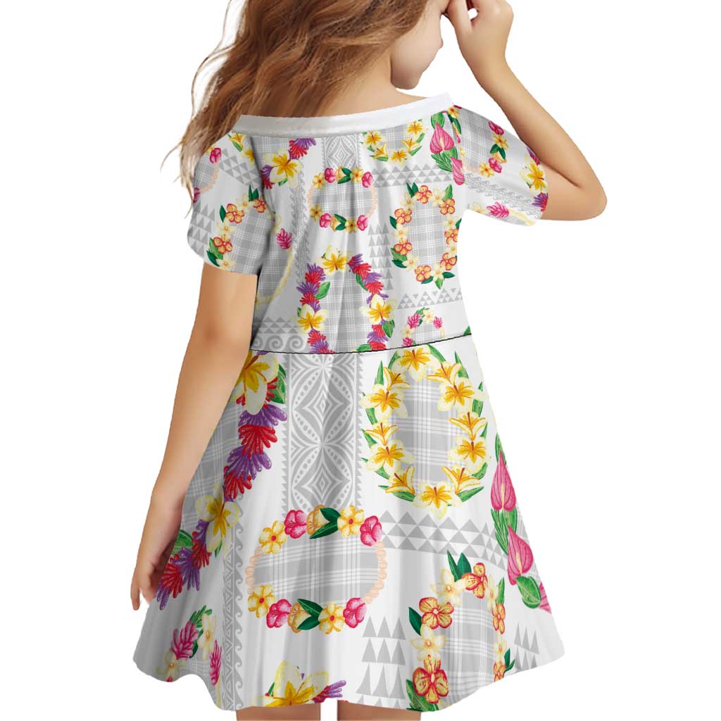 Hawaiian Kakau Tattoo Leis and Palaka Pattern Family Matching Summer Maxi Dress and Hawaiian Shirt Traditional Aloha Tribal White Color LT03 - Polynesian Pride