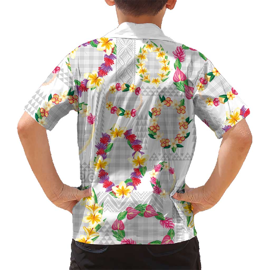 Hawaiian Kakau Tattoo Leis and Palaka Pattern Family Matching Tank Maxi Dress and Hawaiian Shirt Traditional Aloha Tribal White Color LT03 - Polynesian Pride