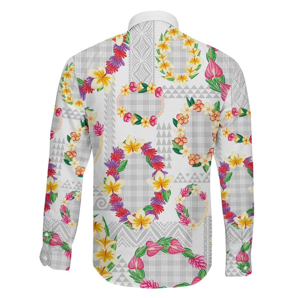 Hawaiian Kakau Tattoo Leis and Palaka Pattern Family Matching Tank Maxi Dress and Hawaiian Shirt Traditional Aloha Tribal White Color LT03 - Polynesian Pride