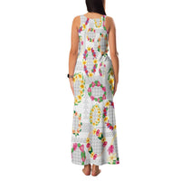 Hawaiian Kakau Tattoo Leis and Palaka Pattern Family Matching Tank Maxi Dress and Hawaiian Shirt Traditional Aloha Tribal White Color LT03 - Polynesian Pride