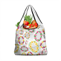 Hawaiian Kakau Tattoo Leis and Palaka Pattern Grocery Bag Traditional Aloha Tribal White Color LT03 1-pack One Size White - Polynesian Pride