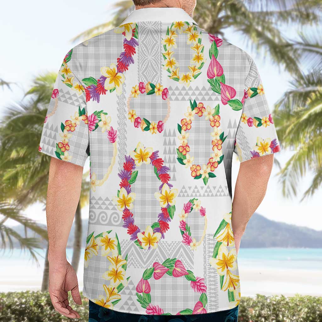 Hawaiian Kakau Tattoo Leis and Palaka Pattern Hawaiian Shirt Traditional Aloha Tribal White Color LT03 - Polynesian Pride