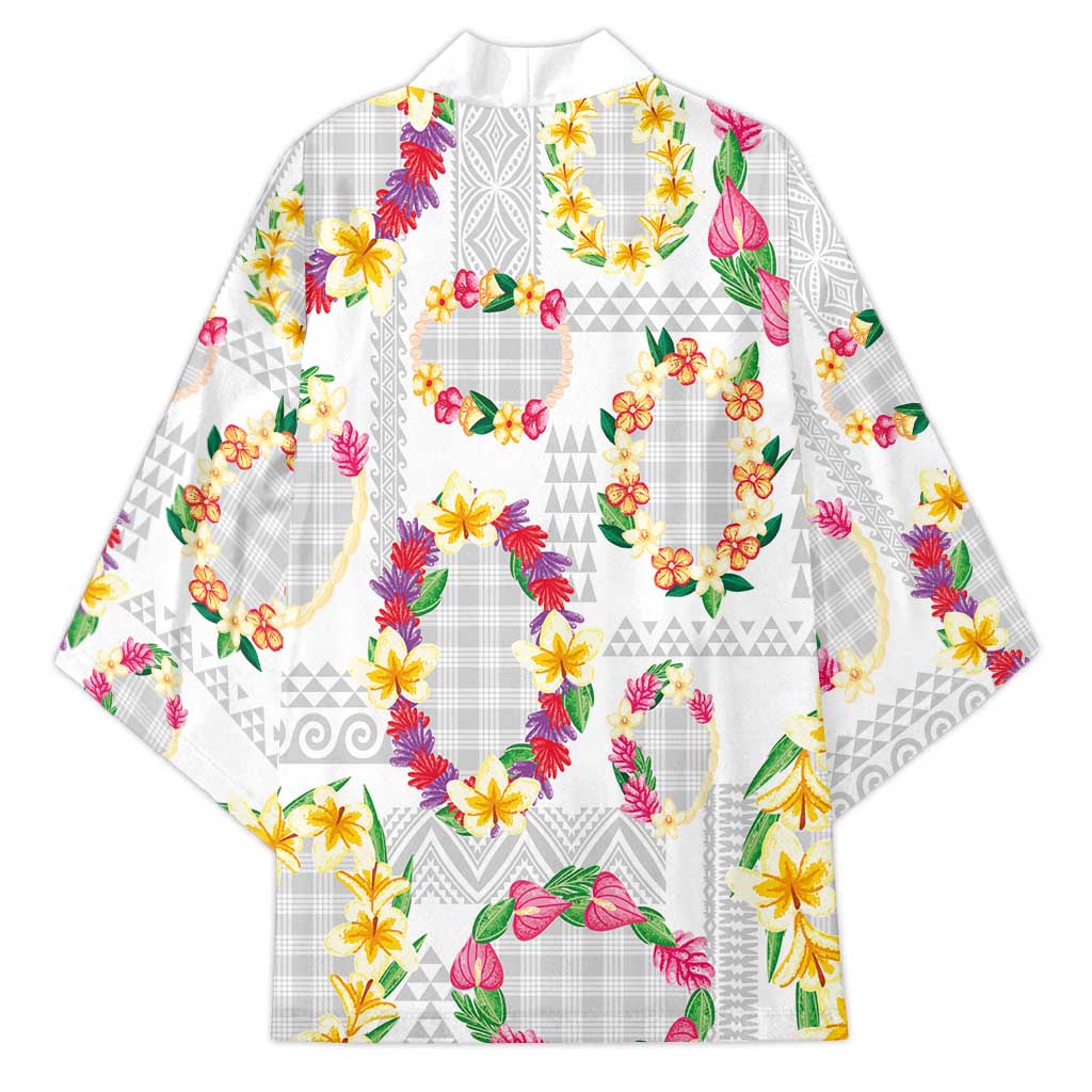 Hawaiian Kakau Tattoo Leis and Palaka Pattern Kimono Traditional Aloha Tribal White Color LT03 - Polynesian Pride