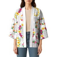 Hawaiian Kakau Tattoo Leis and Palaka Pattern Kimono Traditional Aloha Tribal White Color LT03 - Polynesian Pride
